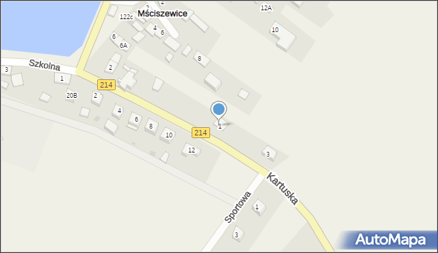 Mściszewice, Kartuska, 1, mapa Mściszewice