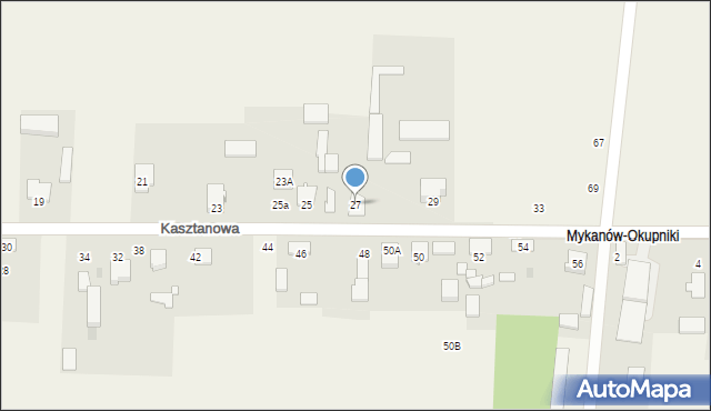Mykanów, Kasztanowa, 27, mapa Mykanów