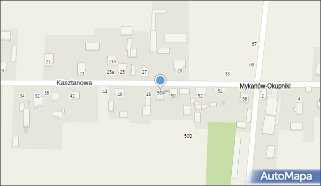 Mykanów, Kasztanowa, 50A, mapa Mykanów