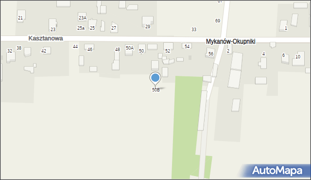 Mykanów, Kasztanowa, 50B, mapa Mykanów