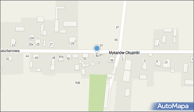 Mykanów, Kasztanowa, 54, mapa Mykanów