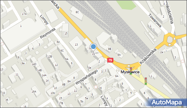 Mysłowice, Katowicka, 11, mapa Mysłowice