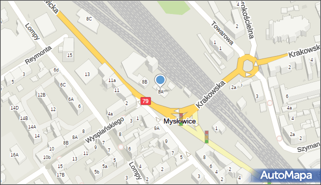 Mysłowice, Katowicka, 8A, mapa Mysłowice