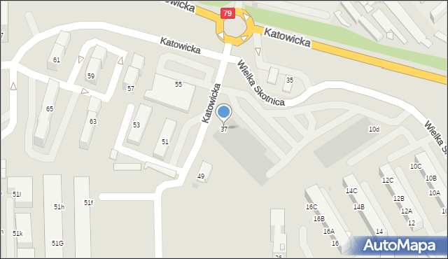 Mysłowice, Katowicka, 37, mapa Mysłowice