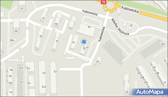 Mysłowice, Katowicka, 51, mapa Mysłowice