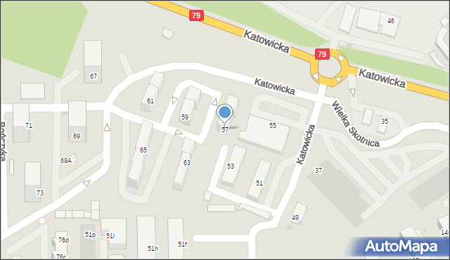 Mysłowice, Katowicka, 57, mapa Mysłowice