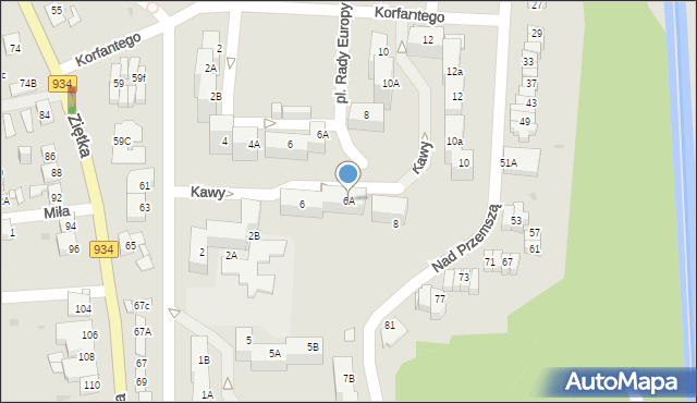 Mysłowice, Kawy Franciszka, 6A, mapa Mysłowice