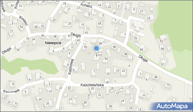 Nielepice, Kalinowa, 5, mapa Nielepice