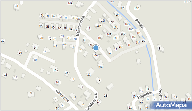 Niepołomice, Kasztanowa, 6A, mapa Niepołomice