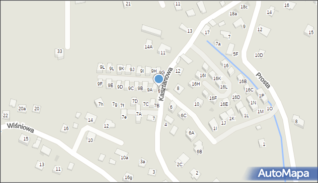 Niepołomice, Kasztanowa, 9, mapa Niepołomice