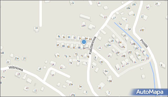 Niepołomice, Kasztanowa, 9A, mapa Niepołomice