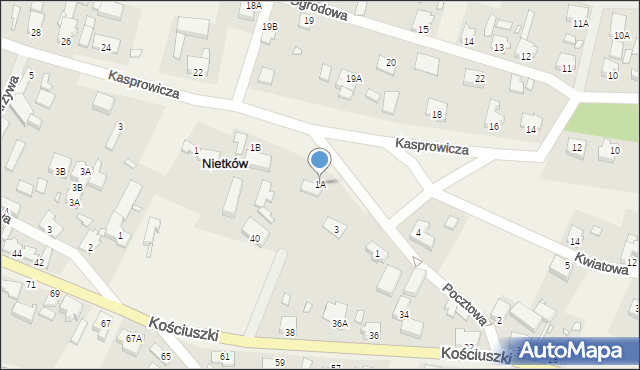 Nietków, Kasprowicza Jana, 1A, mapa Nietków