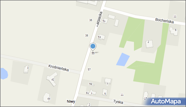 Niwy, Karpacka, 55, mapa Niwy