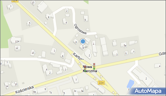 Nowa Karczma, Kartuska, 4, mapa Nowa Karczma