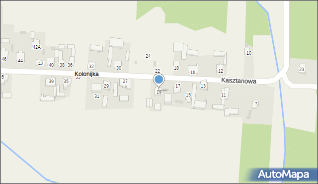 Nowe Chrusty, Kasztanowa, 19, mapa Nowe Chrusty