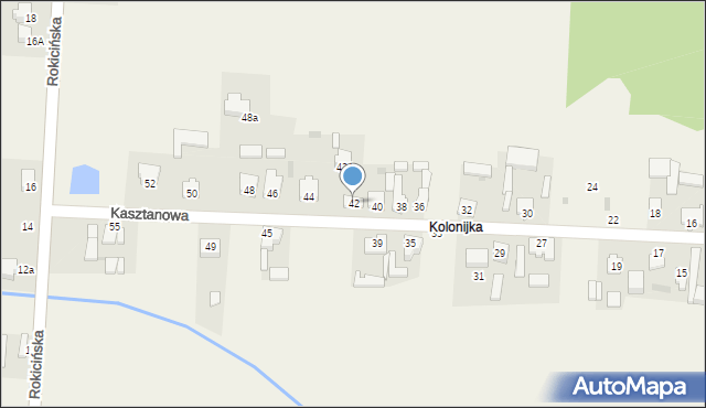 Nowe Chrusty, Kasztanowa, 42, mapa Nowe Chrusty