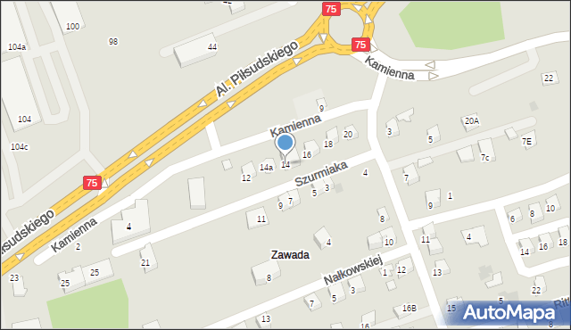 Nowy Sącz, Kamienna, 14, mapa Nowego Sącza