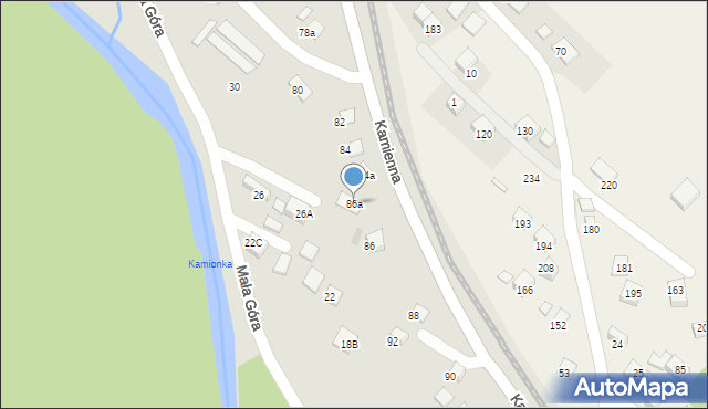 Nowy Sącz, Kamienna, 86a, mapa Nowego Sącza