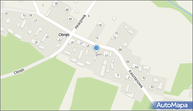 Obręb, Kasztanowa, 13, mapa Obręb