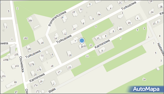 Odrano-Wola, Karminowa, 14, mapa Odrano-Wola