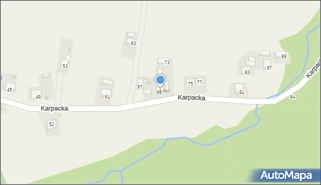 Okocim, Karpacka, 71, mapa Okocim