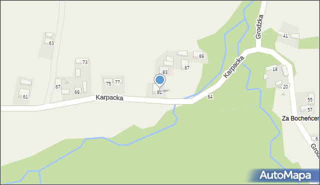 Okocim, Karpacka, 81, mapa Okocim