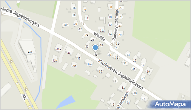 Olsztyn, Kazimierza Jagiellończyka, 34, mapa Olsztyna