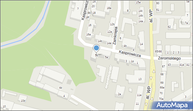 Olsztyn, Kasprowicza Jana, 5b, mapa Olsztyna