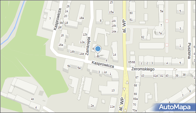 Olsztyn, Kasprowicza Jana, 4b, mapa Olsztyna