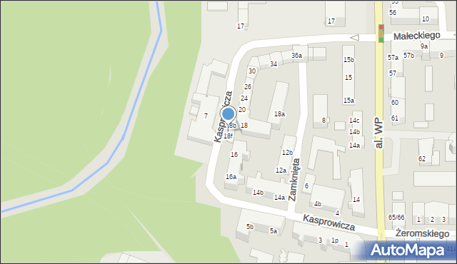 Olsztyn, Kasprowicza Jana, 18e, mapa Olsztyna