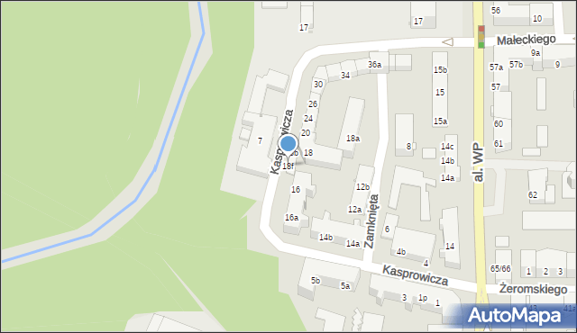 Olsztyn, Kasprowicza Jana, 18f, mapa Olsztyna