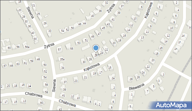 Olsztyn, Kąkolowa, 26, mapa Olsztyna