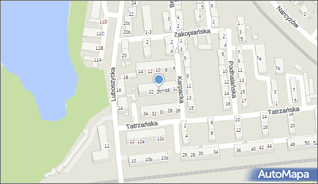 Opole, Karpacka, 20, mapa Opola