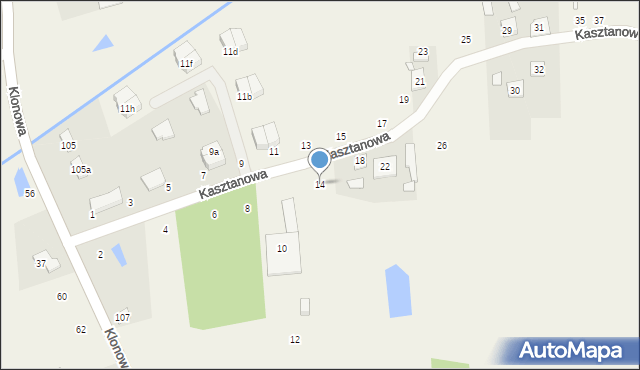 Orzeszyn, Kasztanowa, 14, mapa Orzeszyn