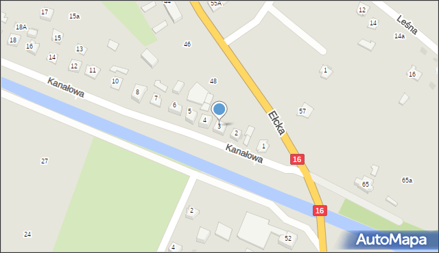 Orzysz, Kanałowa, 3, mapa Orzysz