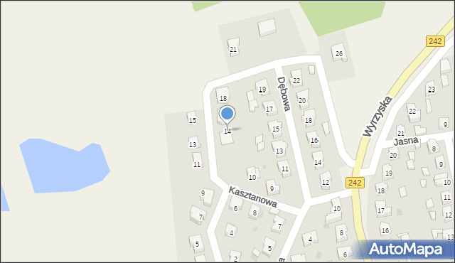 Osiek nad Notecią, Kasztanowa, 14, mapa Osiek nad Notecią