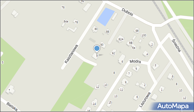 Ostrów Mazowiecka, Kasztanowa, 3, mapa Ostrów Mazowiecka