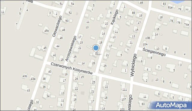 Ostrów Wielkopolski, Kąckiego, gen., 24, mapa Ostrów Wielkopolski