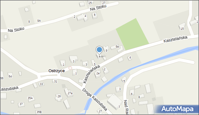 Ostrzyce, Kasztelańska, 7, mapa Ostrzyce