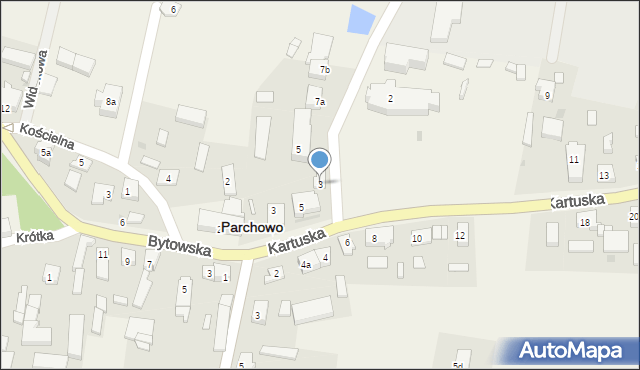 Parchowo, Kasztanowa, 3, mapa Parchowo