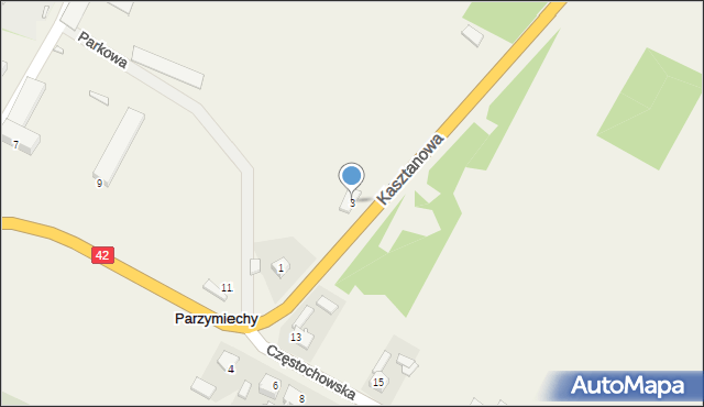 Parzymiechy, Kasztanowa, 3, mapa Parzymiechy