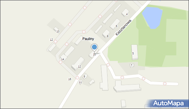 Pauliny, Kasztanowa, 10, mapa Pauliny