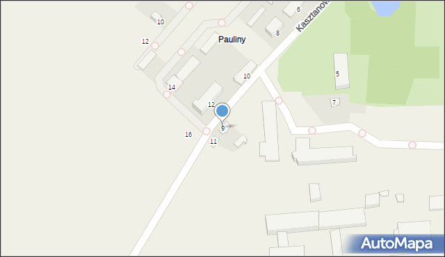 Pauliny, Kasztanowa, 9, mapa Pauliny