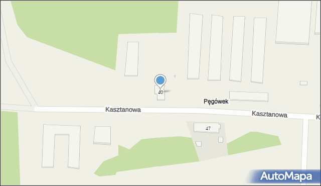 Pęgów, Kasztanowa, 40, mapa Pęgów