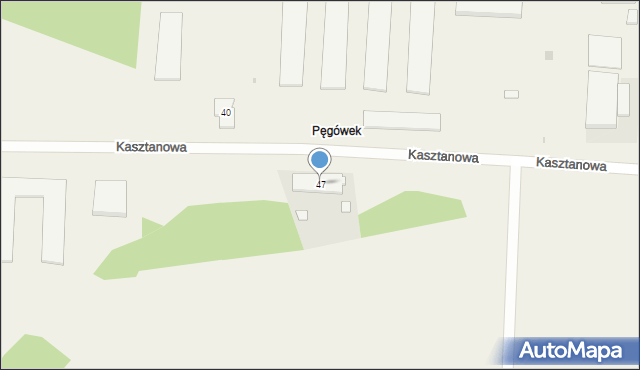 Pęgów, Kasztanowa, 47, mapa Pęgów