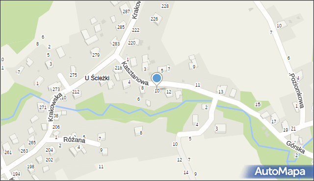 Pewel Ślemieńska, Kasztanowa, 10, mapa Pewel Ślemieńska