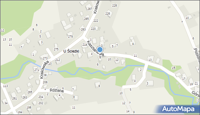 Pewel Ślemieńska, Kasztanowa, 8, mapa Pewel Ślemieńska