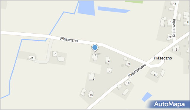 Piaseczno, Kasztanowa, 3, mapa Piaseczno