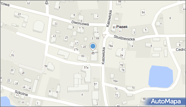 Piasek, Katowicka, 65, mapa Piasek
