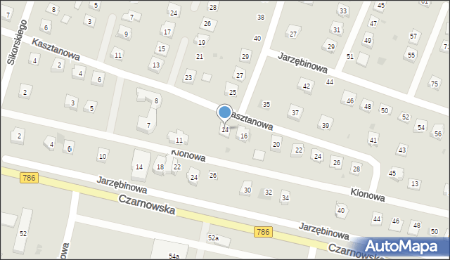 Piekoszów, Kasztanowa, 14, mapa Piekoszów